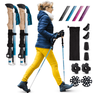 Includes Carrier Bag and Accessories Collapsible Telescopic Brightly Colored Walking Sticks for Children High Stream Gear Kids Trekking Poles 