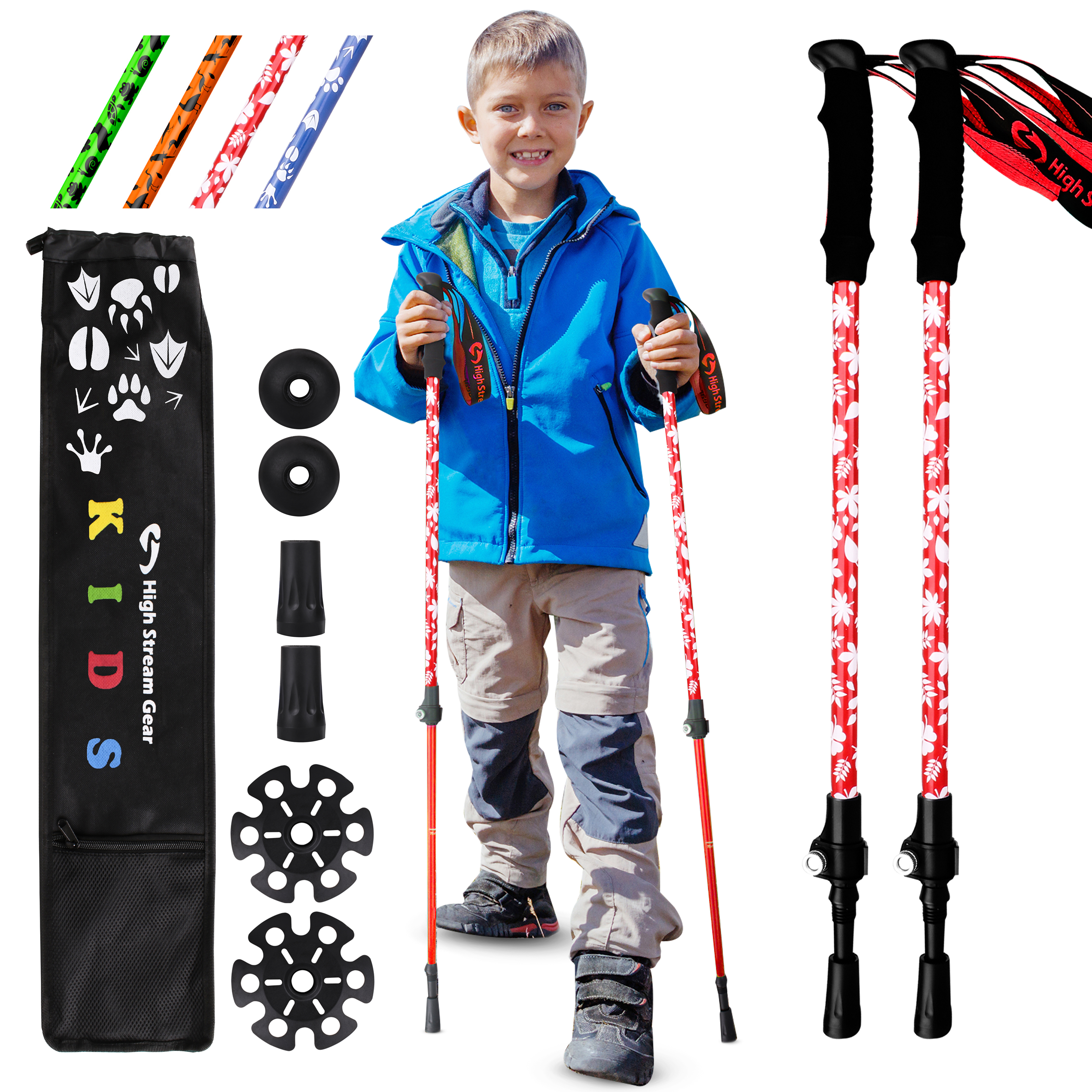 Boys & Girls ALPS Light Weight Kids Snowshoes Trekking Poles,Carrying Tote Bag 14/17/19 